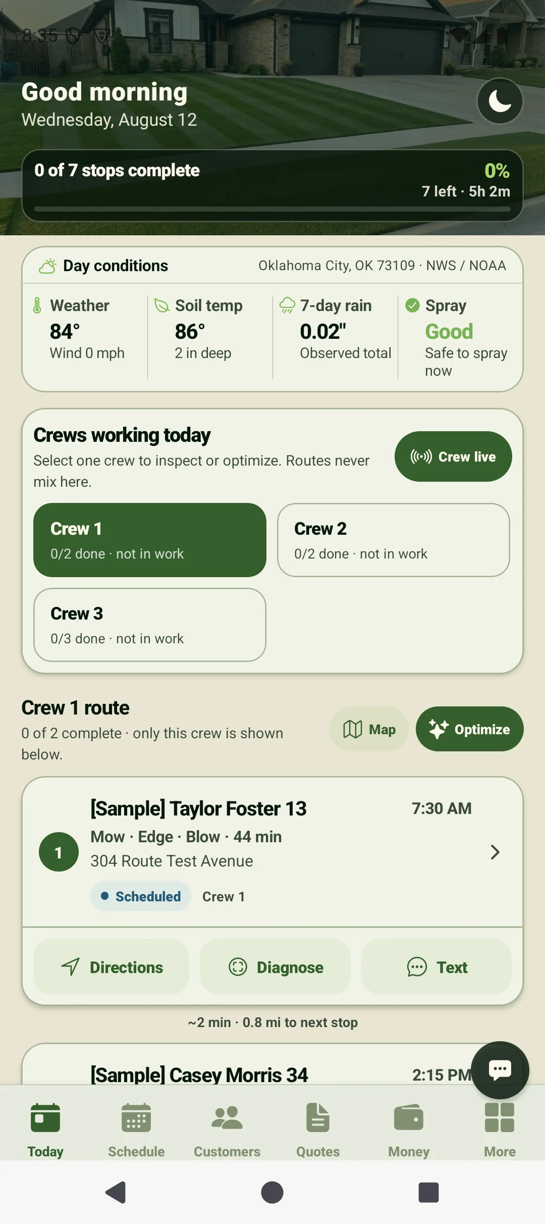 Business Suite route map on a phone